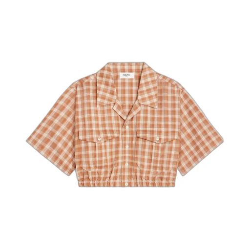 Cropped Shirt In Checked Silk