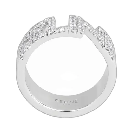 Monochroms Strass Ring In Brass With Rhodium Finish And Crystals