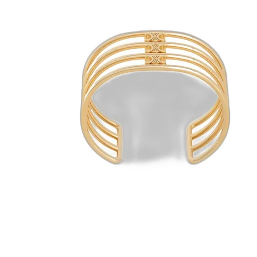 Triomphe Cage Cuff In Brass With Gold Finish