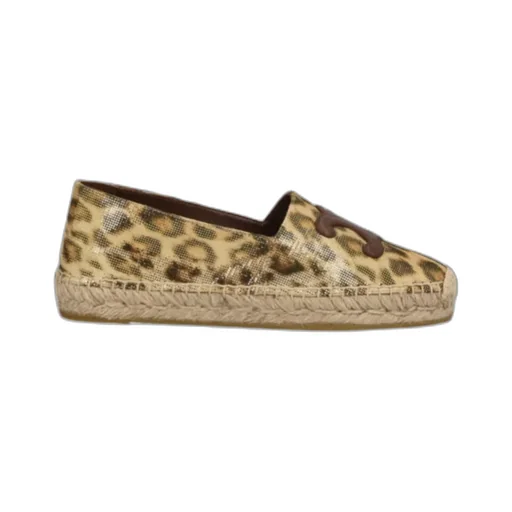 Leopard-Print Laminated Linen Soles