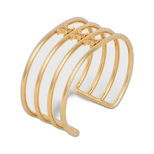 Triomphe Cage Cuff In Brass With Gold Finish
