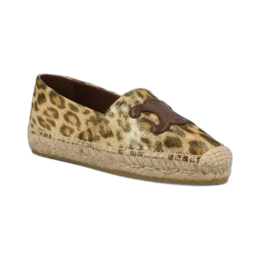 Leopard-Print Laminated Linen Soles