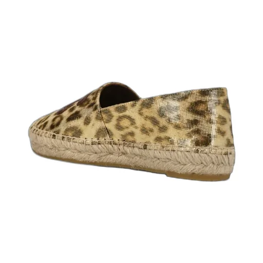 Leopard-Print Laminated Linen Soles