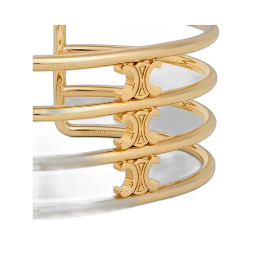 Triomphe Cage Cuff In Brass With Gold Finish