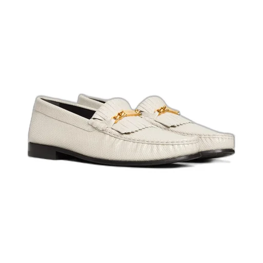 Luco Loafer With Fringes In Lizard Stamped Calfskin