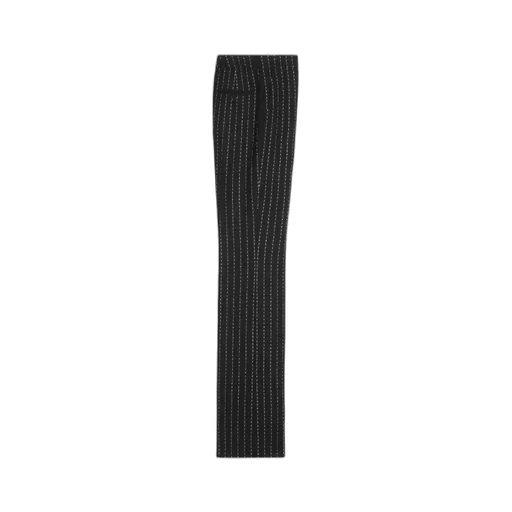 Embroidered Flared Pants In Striped Wool