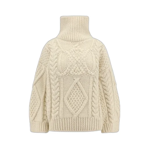 High Neck Sweater In Aran Alpaca Wool