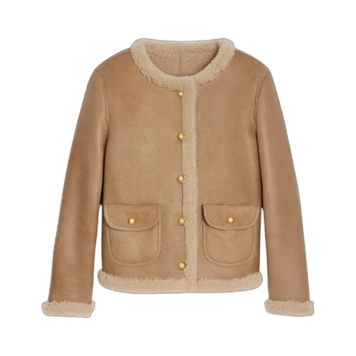 Cardigan Jacket In Curly Shearling Lambskin