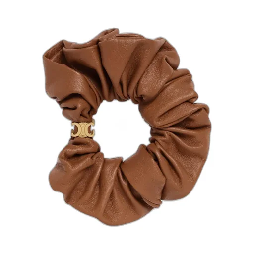 Scrunchy Leather In Brass With Gold Finish