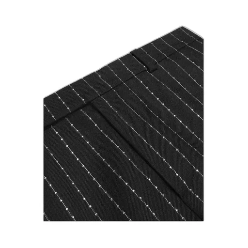 Embroidered Flared Pants In Striped Wool