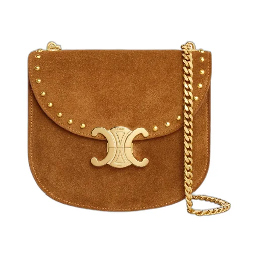 Chain Besace Clea In Suede Calfskin With Studs