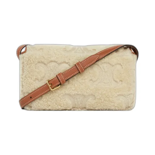 Shoulder Bag Claude In Shearling With Triomphe Embroideries