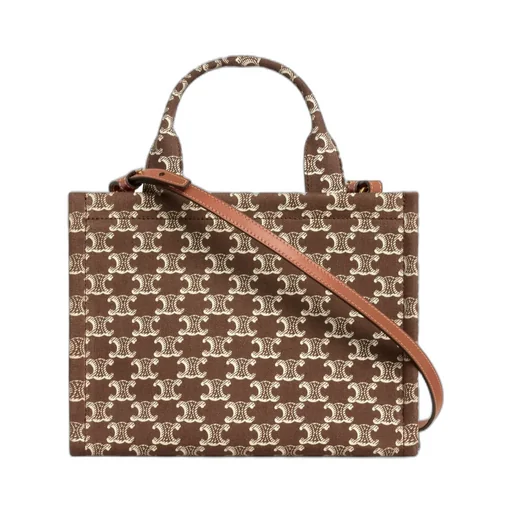 Small Cabas Thais In Textile With Triomphe Canvas Print And Calfskin