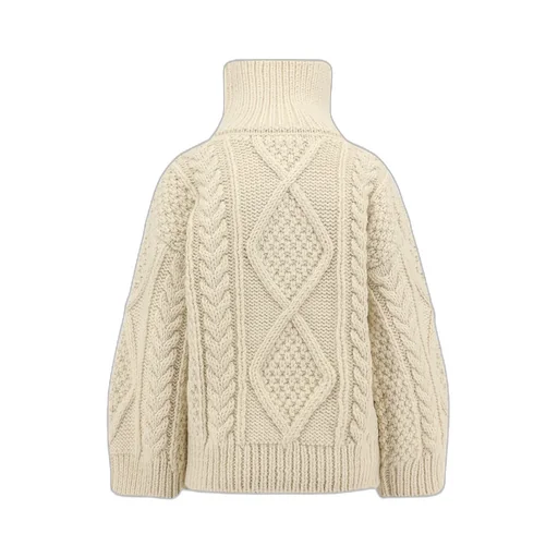 High Neck Sweater In Aran Alpaca Wool