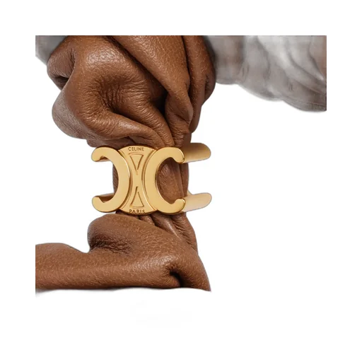 Scrunchy Leather In Brass With Gold Finish