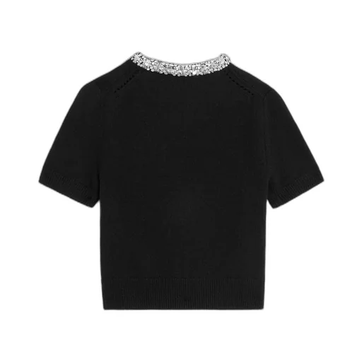 Embroidered Cropped Cardigan In Cashmere