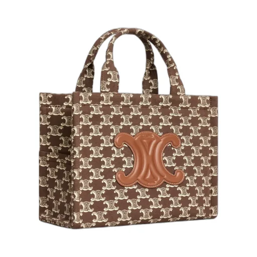 Small Cabas Thais In Textile With Triomphe Canvas Print And Calfskin