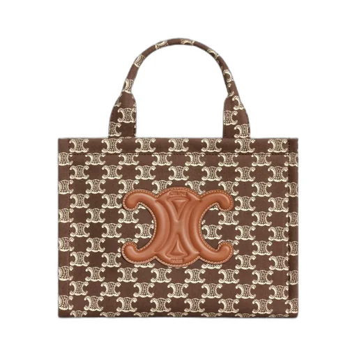 Small Cabas Thais In Textile With Triomphe Canvas Print And Calfskin