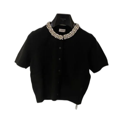 Embroidered Cropped Cardigan In Cashmere