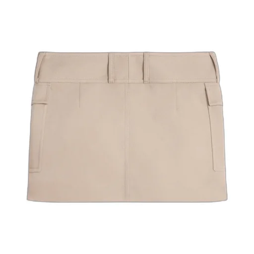 Military Trapeze Skirt In Diagonal Wool