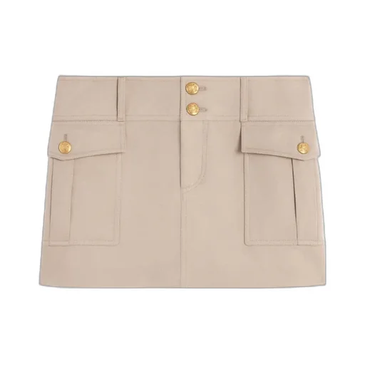 Military Trapeze Skirt In Diagonal Wool