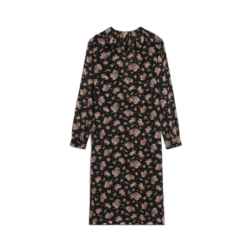 Jabot Dress In Silk Georgette