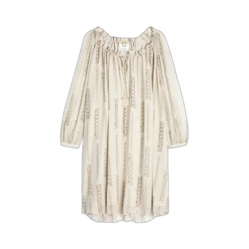 Short Folk Dress In Silk Georgette