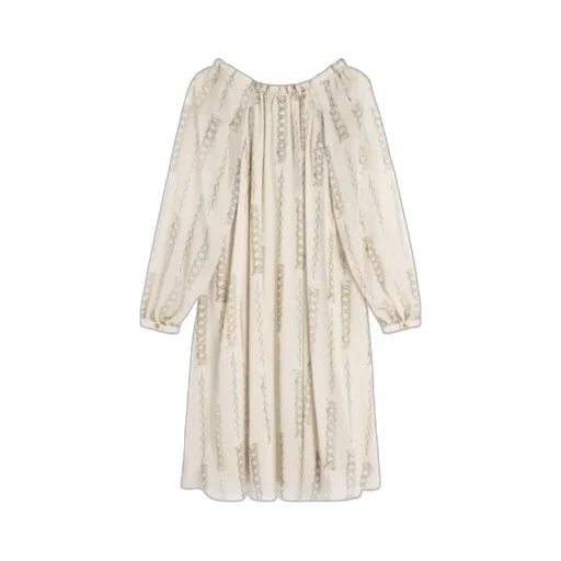 Short Folk Dress In Silk Georgette