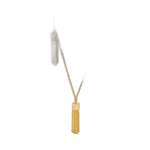 Triomphe Folk Pompons Sautoir In Brass With Gold Finish