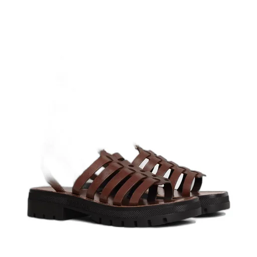 Clea Triomphe Gladiator Mid Sandal In Calfskin