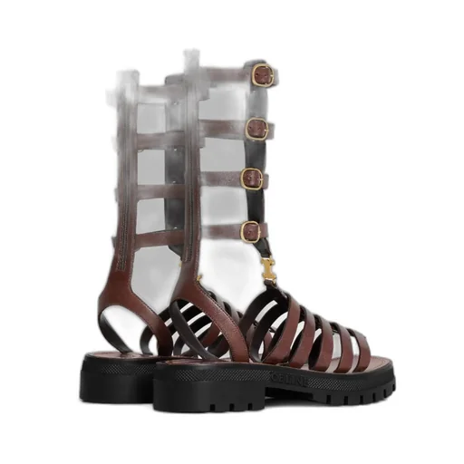 Clea Triomphe Gladiator Mid Sandal In Calfskin