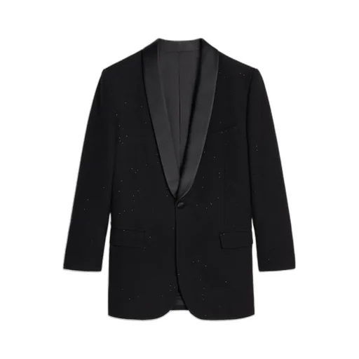 Jude Tux Jacket In Sequined Grain De Poudre
