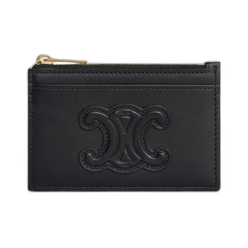 Zipped Card Holder In Shiny Calfskin