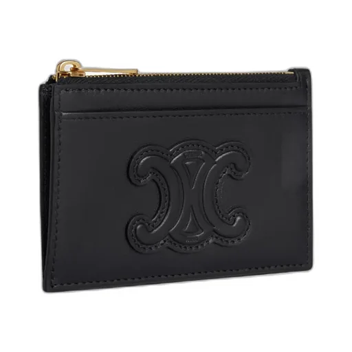 Zipped Card Holder In Shiny Calfskin