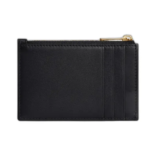 Zipped Card Holder In Shiny Calfskin