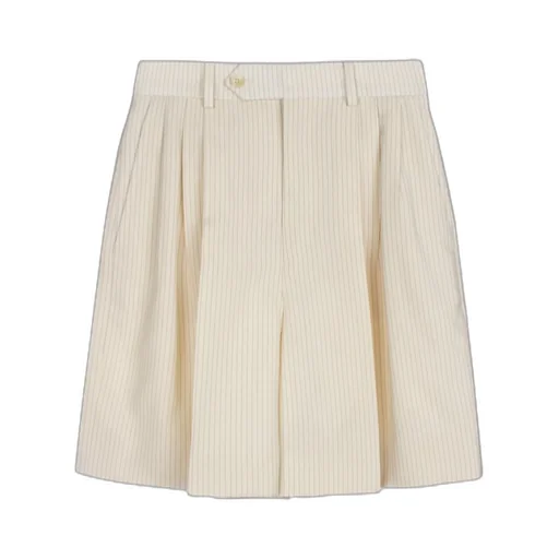 Triple-Pleated Masculin Shorts In Striped Wool