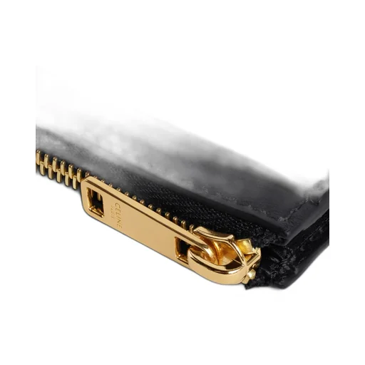 Zipped Card Holder In Shiny Calfskin