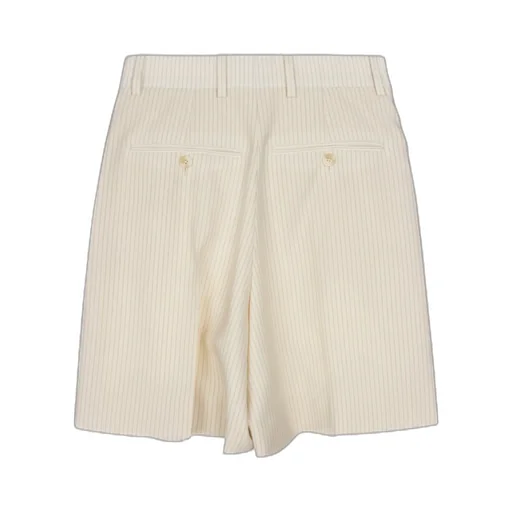 Triple-Pleated Masculin Shorts In Striped Wool