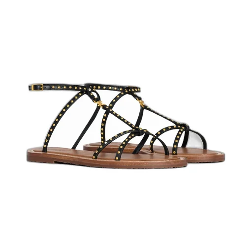 Taillat Flat Sandal With Studs In Calfskin
