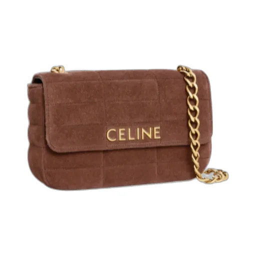 Chain Shoulder Bag Matelasse Monochrome In Suede Calfskin