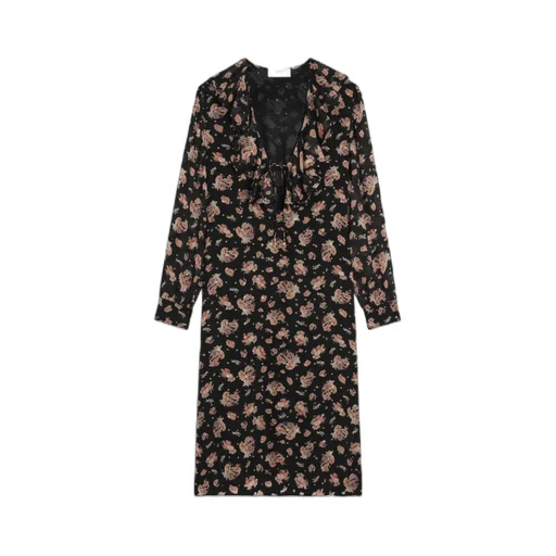 Jabot Dress In Silk Georgette
