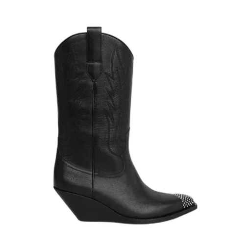 Moon High Boots With Strassed Toe Cap In Calfskin