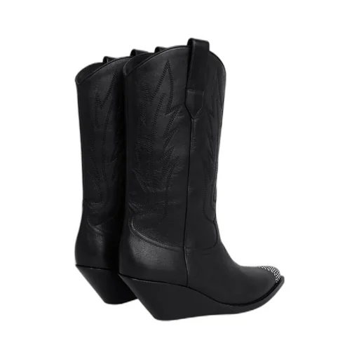 Moon High Boots With Strassed Toe Cap In Calfskin