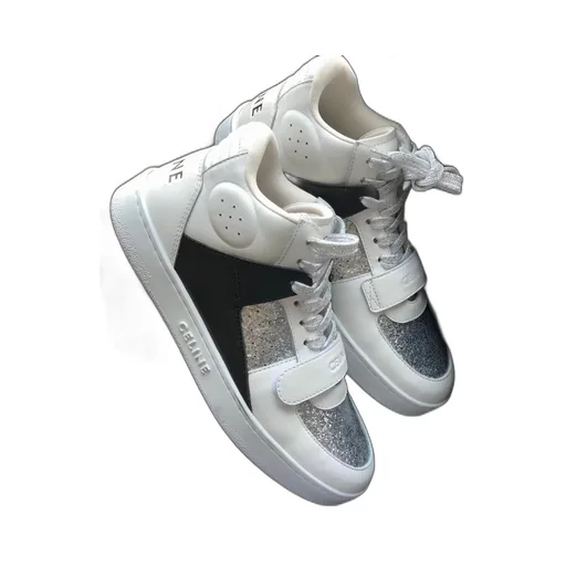 Ct-02 Mid Sneaker With Scratch In Calfskin & Patent Glitter