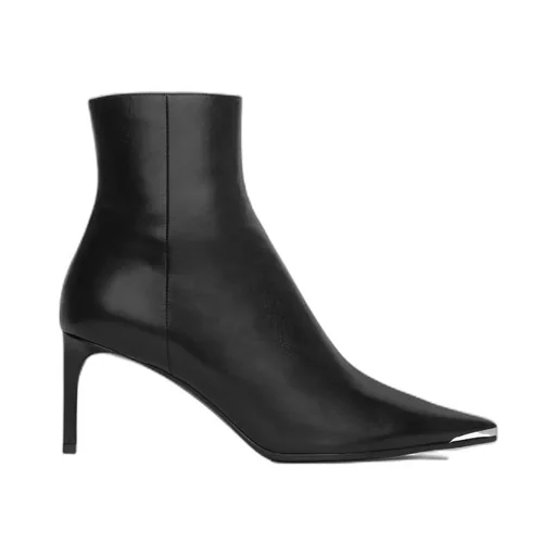 Metal Toe Fitted Ankle Boot In Calfskin