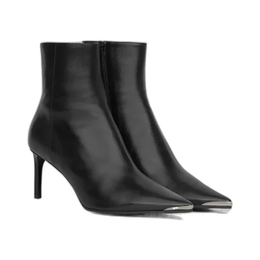 Metal Toe Fitted Ankle Boot In Calfskin