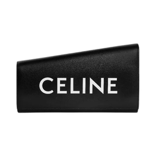 Asymmetric Clutch In Shiny Calfskin With Celine Print