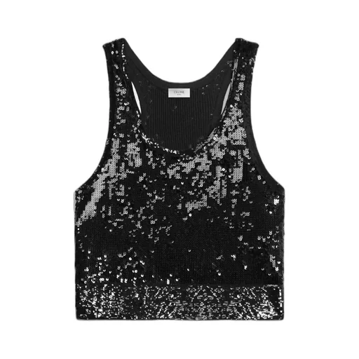 Embroidered Tank Top In Silk