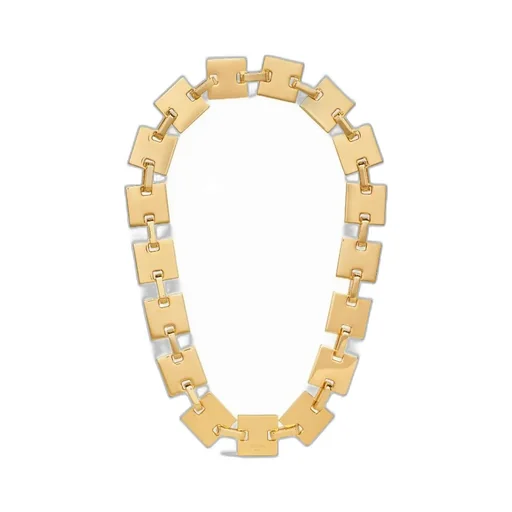 Square Necklace In Brass With Gold Finish