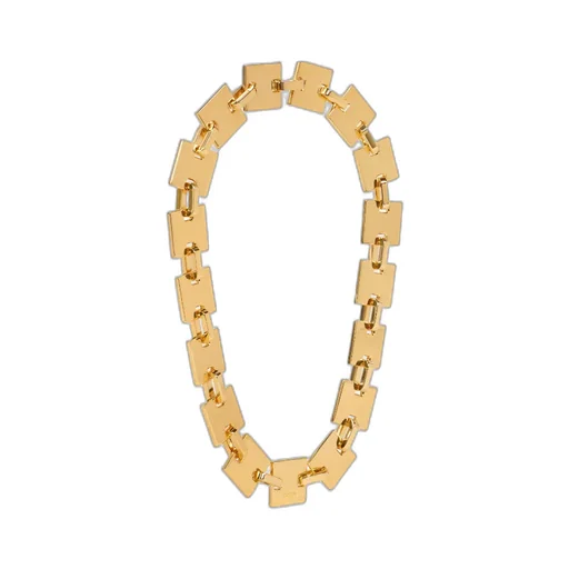 Square Necklace In Brass With Gold Finish